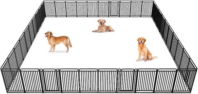 New Thickened Version Dog Playpen, 43 Inch Dog Fences for The Yard, Portable Outdoor Dog Playpen for Large/Medium/Small Dogs, Foldable Metal Dog playpen, with Doors (40 Panels, 43 Inch)