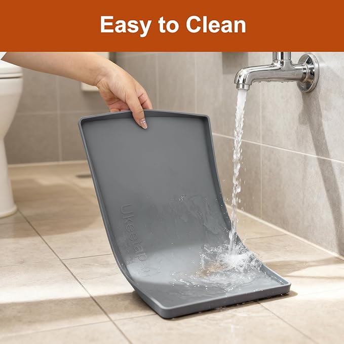 Extra Thick Silicone Mat Waterproof with Raised Edge 19” x 12”, BPA Free Non-Slip Dog & Cat Food Mat, Feeding Mat for Food and Water Bowls, Spill Proof Mat to Protect Floors, Gray