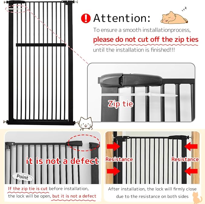 Lumizone Extra Tall Pet Gate 55.12" High Pressure Mounted 50.79"-55.11" Extra Wide (9 Sizes) 1.37" Gap for Cat Dog Stairs Doorway Hallway No Drilling Auto-Close (50.79"-55.11" W, Black)