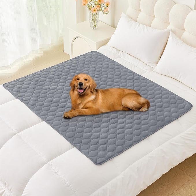 Smiry Waterproof Dog Bed Cover Blanket, Soft Reversible Pet Blanket, Washable Leakproof Cats Dogs Couch Cover for Sofa, Couch, Furniture (40x50 Inch, Grey/Light Grey)