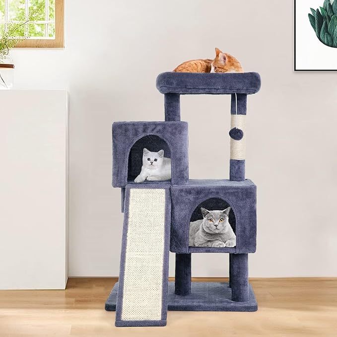 Cat Tree Tower, 36.4" Small Cat Tower for Indoor Cats with Cat Scratching Post with Bed, Cat Condo, Hang Ball, Multi-Level Cat Climbing Tower Cat Trees Cat Furniture Activity Center, Dark Grey