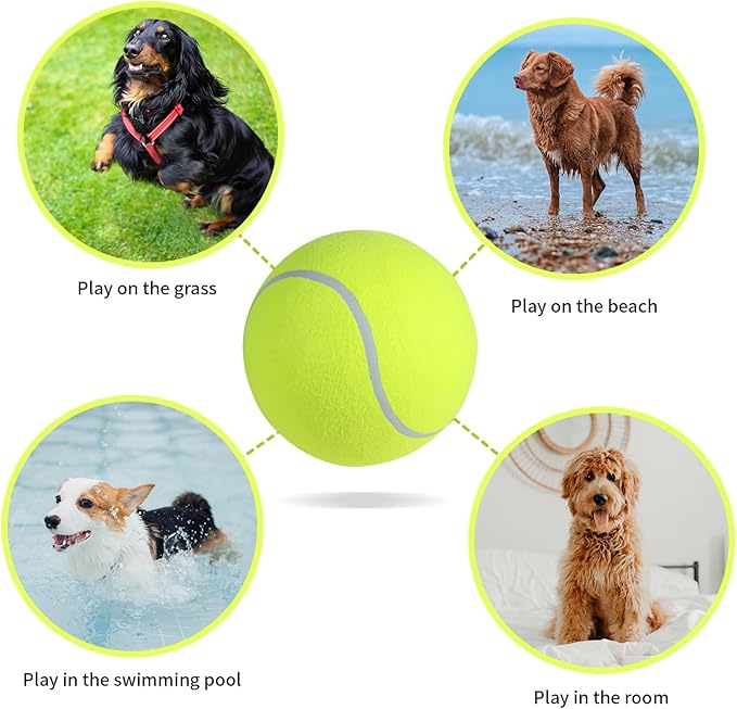 susu & wuwu Giant Tennis Ball for Dogs Yellow Big Tennis Ball for Dog Birthday Gift 9.5" Pet Toy Balls for Small/Medium/Large Dogs