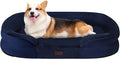 Dwanton Orthopedic Dog Bed for Medium Dogs with Gel Memory Foam, Waterproof Dog Sofa, Washable Pet Bed with Four Sided Bolster Cushion, Removable Cover & Non-Slip Bottom, 35", Navy Blue