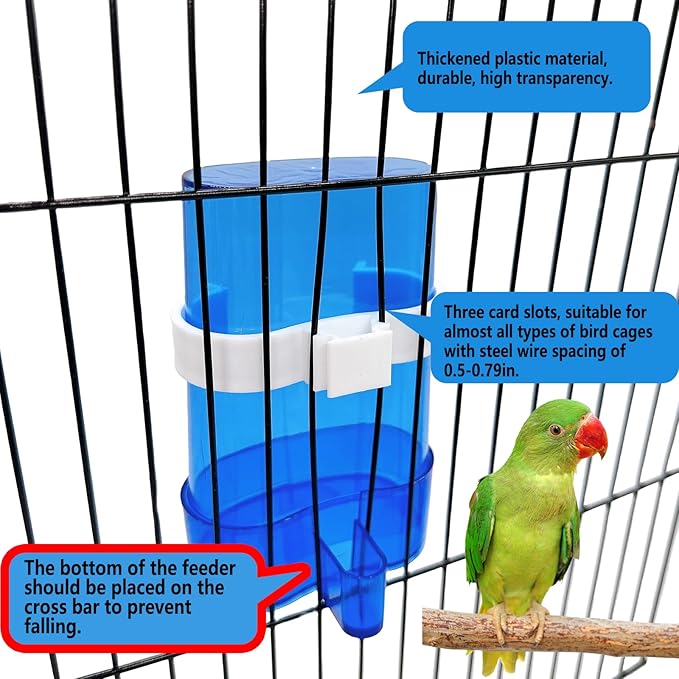 Parakeet Water Dispenser Parrot Water Feeder Bird Seed Container for Cage Cockatiel Cage Accessories Automatic Feeding for Budgies Finch Small Birds 2pcs