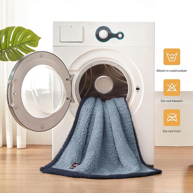 Luciphia Waterproof Pet Blanket for Medium Large Dogs Soft Cat Sherpa Calming Thick Cover Leakproof Cozy Puppy Sofa Bed Car Couch Protector(Blue/Navy,41x31 inches)
