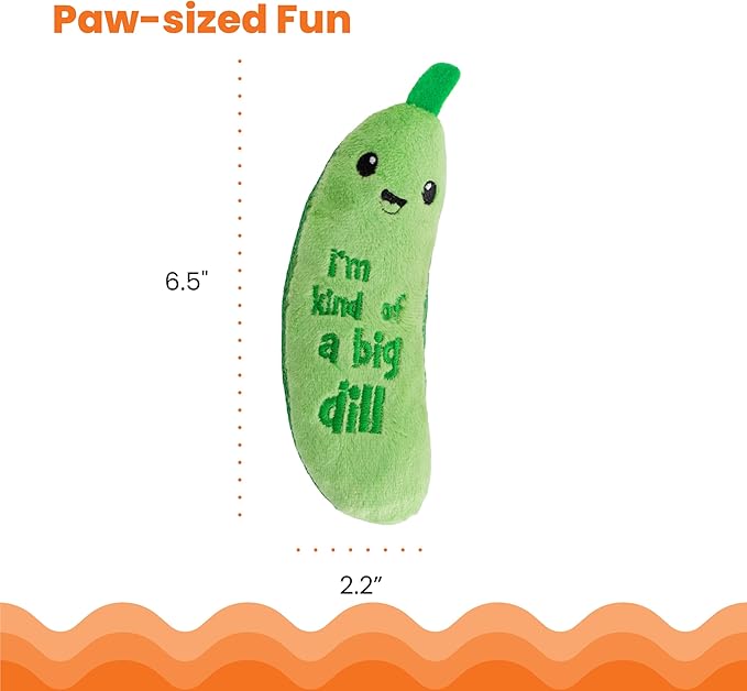 Catstages Crunchy Pickle Kicker Cat Toy – Plush Crinkle Toy with Catnip and Dental Mesh,6.5",(Pack of 2)