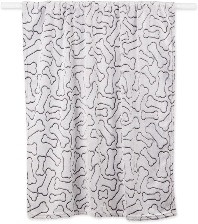 Bone Dry Embossed Bone Collection, Pet Blanket, 36x48, Black