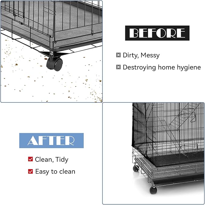 Large Bird Cage Seed Catcher 31 x 118 inches Adjustable Bird Cage Net Cover Black Bird Cage Cover Elastic Band Mesh Cage Cover Skirt Nylon Mesh for Parakeet Parrot Cages