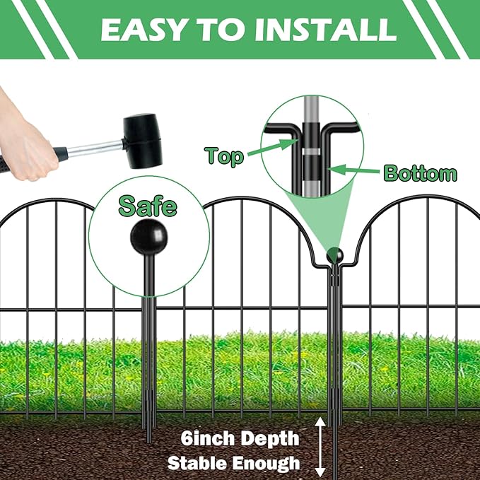 Garden Fence, 17 in(H) x 21 ft(L) Arched Rustproof Metal No Dig Fence Garden Fence Border, Ground Stake Animal Barrier Fence for Rabbit Dog, Outdoor Landscape Decor for Yard & Patio,19 Pack