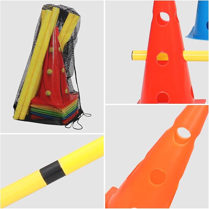 Dog Jump Agility Training Set Puppy Agility Training Hurdle 10 Cones & 5 Poles Combo for Backyard Adjustable Obstacle Training Course Equipment Outdoor Indoor