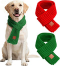 BWOGUE 2-Piece Winter Dog Knitted Scarf & Dog Neck Warm Bandanas with Red and Green Patterns for Medium/Large Dogs - Winter Warm Holiday Scarf Pet Accessories (Red, Green)
