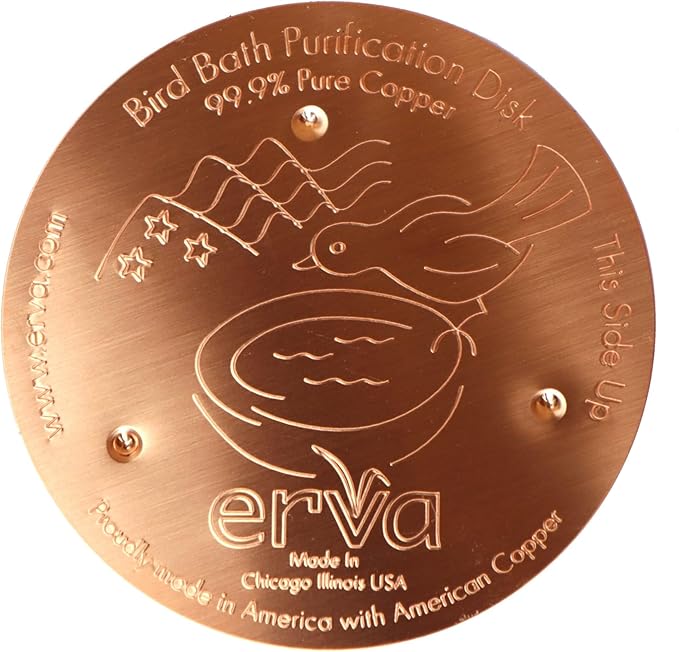 Erva 3-Pack Copper Bird Bath Purification Disk - Made in USA and Maker of The Original - Natural Chemical-Free Bird Bath Purification
