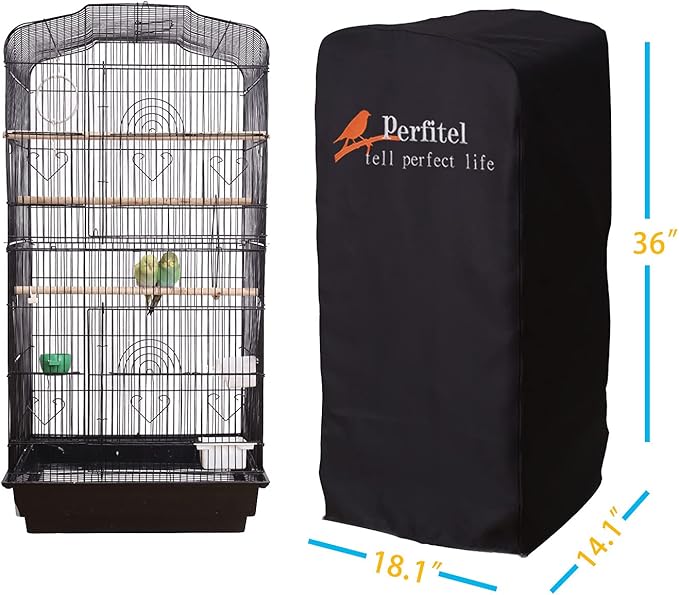 Bird Cage Cover(Black) Good Night Birdcage Cover Black-Out Birdcage Cover Durable Breathable Washable Material… (18.1Lx14.1Wx36H)