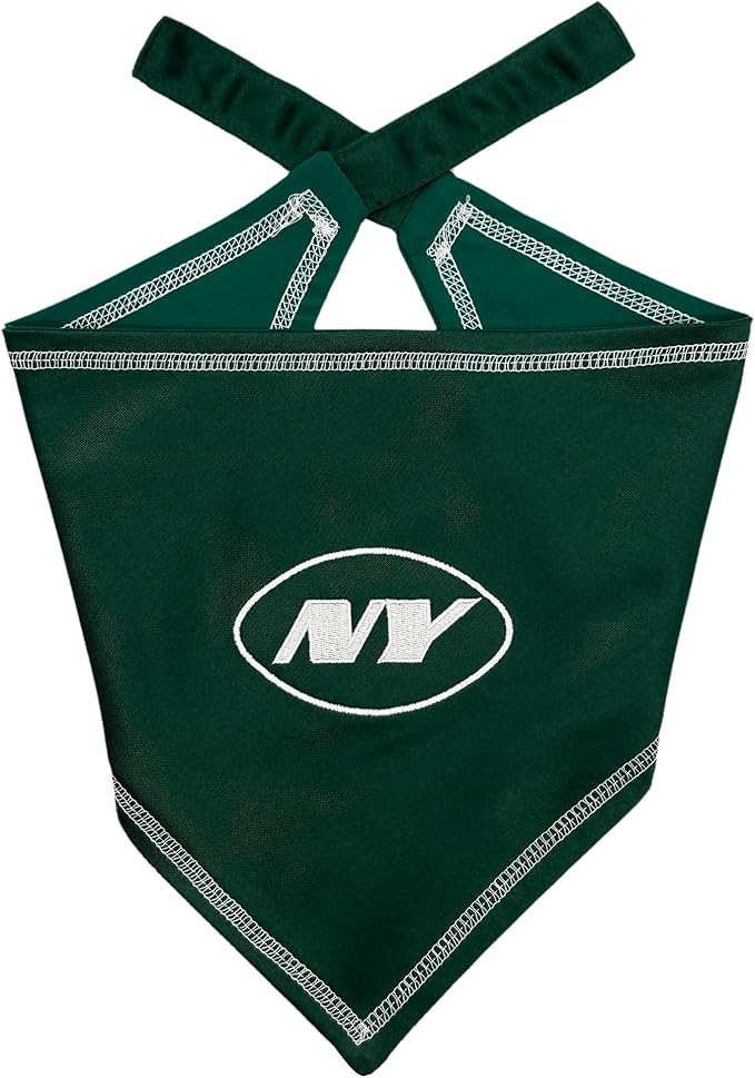 Pets First NFL New York Jets TIE Bandana, Size Small/Medium. Dog Bandana Scarf Bib for Pet Cat Dog. The Ultimate Game-Day, Party Bandana