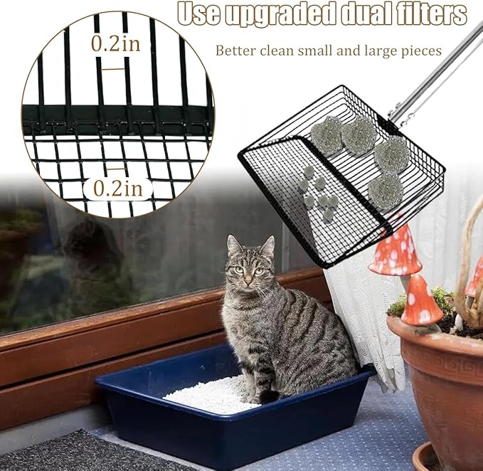 10inch Chicken Poop Scooper, Large Coop Litter Scoop with Stainless Steel Handle 4 in 1 Chicken Coop Pooper Shovel (36 to 63") Chicken Coop Accessories for Chicken Coop Cleaning