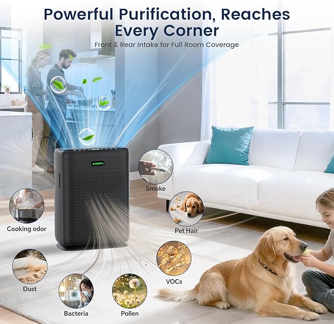 Air Purifiers for Home Large Room with Remote Up to 3000 Sq Ft, Double-Sided H13 Hepa Pet Air Purifier with PM 2.5 Display Air Quality Sensor, Washable Pre-Filter Air Cleaner for Dust, Pets, Smoke