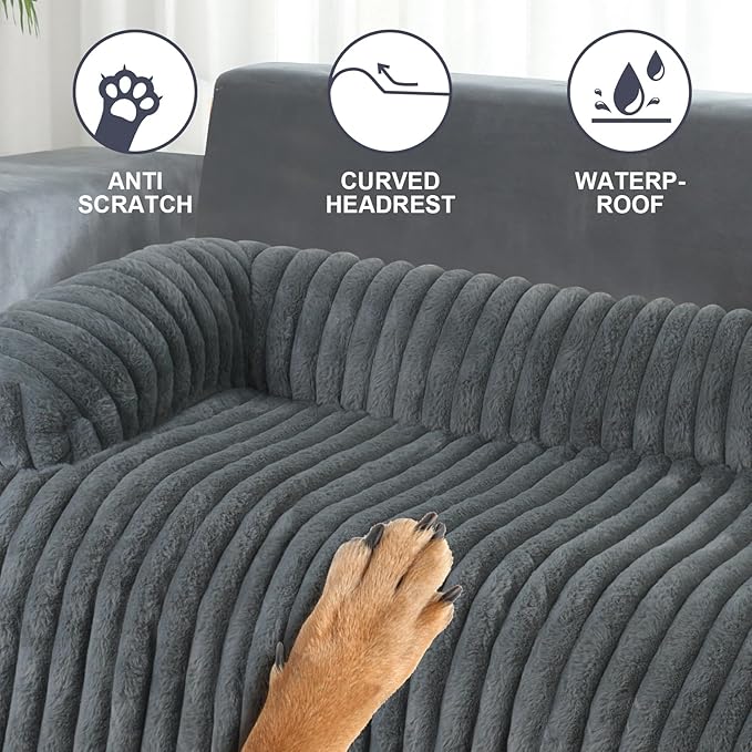 Wn's Day Luxurious Dog Couch Bed, Washable Calming Dog Couch Cover, Removable Couch Protector for Dogs, Waterproof Sofa Bed, Pet Bed Mats for Couch, Pet Couch Covers for Sofa(Grey, XL)