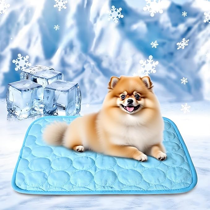 Upgraded Dog Cooling Mat, Pet Cooling Mats, Washable & Portable Pet Soft Pad, Foldable & Non-Slip Dog mats, Indoor Outdoor Uses in Kennel, Bed, Sofa or Car(Blue, M: 62×50 cm | 24×20 inch)