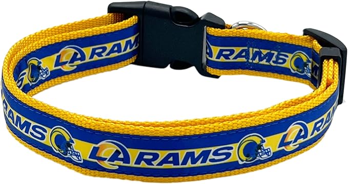NFL PET Collar Los Angeles Rams Dog Collar, Small Football Team Collar for Dogs & Cats. A Shiny & Colorful Cat Collar & Dog Collar Licensed by The NFL