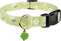 Cotton Handmade Dog Collar Cute and Distinctive Patterns Green Flower with Pendant for Girl Boy Dogs Collars M