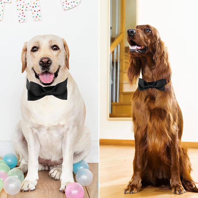 Segarty Dog Bowtie Neck Girth 12.6-18.1in, Adjustable Black Bowtie Collar for Large Dogs, Tie Tuxedo Comfortable Cotton Boy Pets Bows Grooming Accessories for Formal Wedding Holiday Birthday Party
