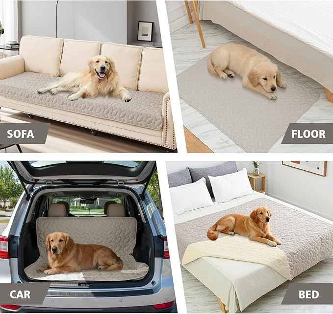 Ameritex Waterproof Pet Bed Cover Anti-Slip Dog Bed Blanket for Sofa and Furniture Waterproof New Pattern Design (Khaki, 30x80 Inch (Pack of 1))