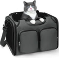 Dog, Cat Carrier for Pets Up to 15 Lbs, Airline Approved Collapsible Soft-Sided Pet Travel Bag with Locking Zippers, Breathable Mesh and 4 Large Pockets, Removable Fleece Pad (Dark Grey)
