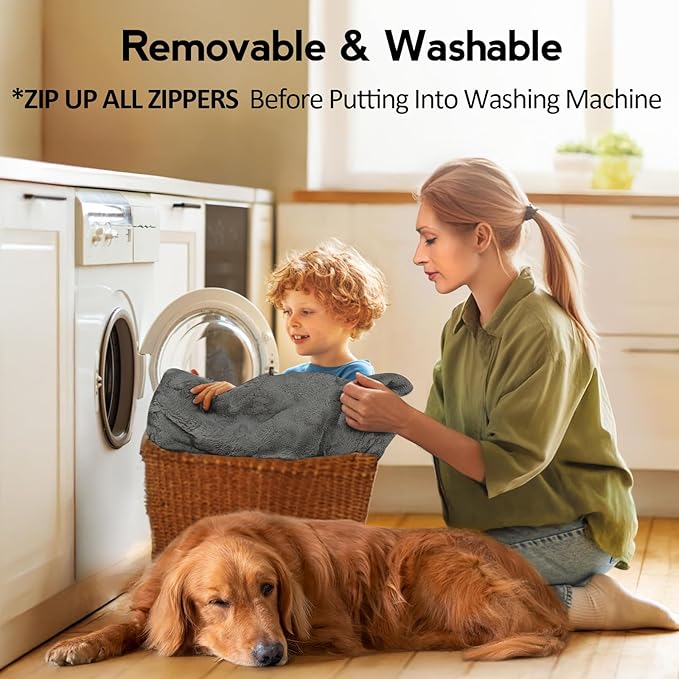 Large Dog Bed - XL Orthopedic Egg-Crate Memory Foam Dog Beds with Removable Washable Cover, Waterproof Pet Beds with Non-Slip Bottom, Dark Grey