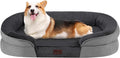 Dwanton Orthopedic Dog Bed for Medium Dogs with Gel Memory Foam, Waterproof Dog Sofa, Washable Pet Bed with Four Sided Bolster Cushion, Removable Cover & Non-Slip Bottom, 35", Dark Gray