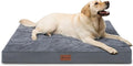 MIHIKK Waterproof Extra Large Dog Bed Orthopedic Dog Beds for Crate with Removable Washable Cover Egg-Crate Foam Pet Pad Mat with Anti-Slip Bottom, 47x29 Inch, Grey