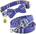 Yizepet Dog Collar and Leash Set-Plaid Puppy Collar with Bow Tie - Adjustable pet Collar for Dogs with Bell, Stylish Pattern for Small Medium or Large Boy and Girl Dog