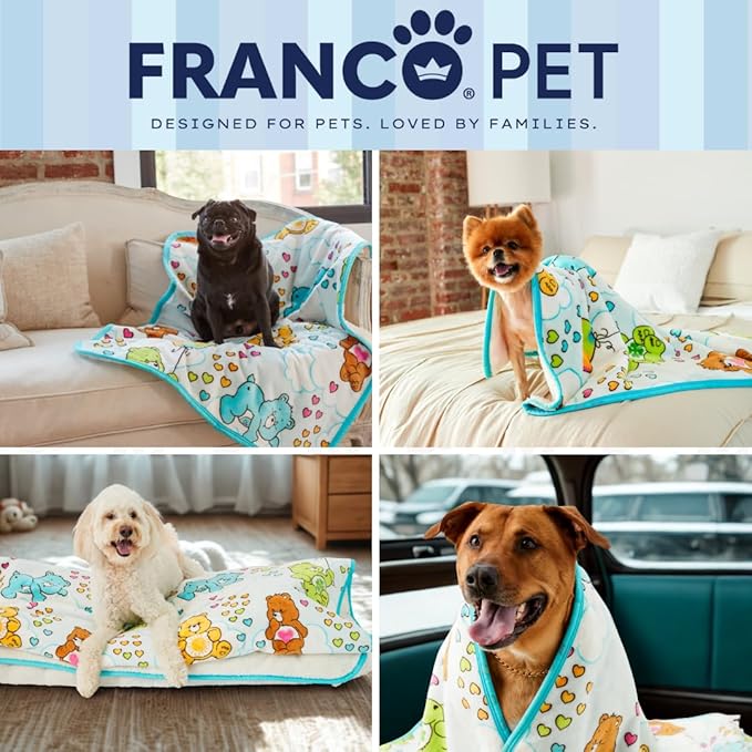 Franco Pet Care Bears Super Soft Cozy Waterproof Sherpa-Backed Blanket Throw for Small Dogs, Couch/Bed/Car, 30x40 (Officially Licensed Product)