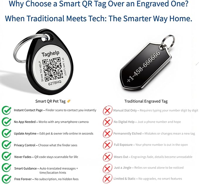 2 Pack- QR Code Smart ID Tags for Collar Personalized Cat Name Tag for Kitten Collar, Cat Tracker for Pet Online Profile - Scan QR Receive Instant Pet Location Alert Email (Black & Pink,1")