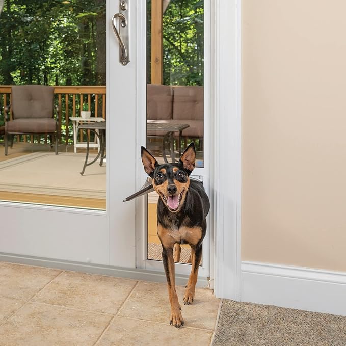 PetSafe Sliding Glass Pet Door - No-Cut DIY Install Doggy Door for Renters - Aluminum Frame - Adjustable Height 75 7/8" to 80 11/16" - Ideal for Medium Dogs Up to 40 lb - White