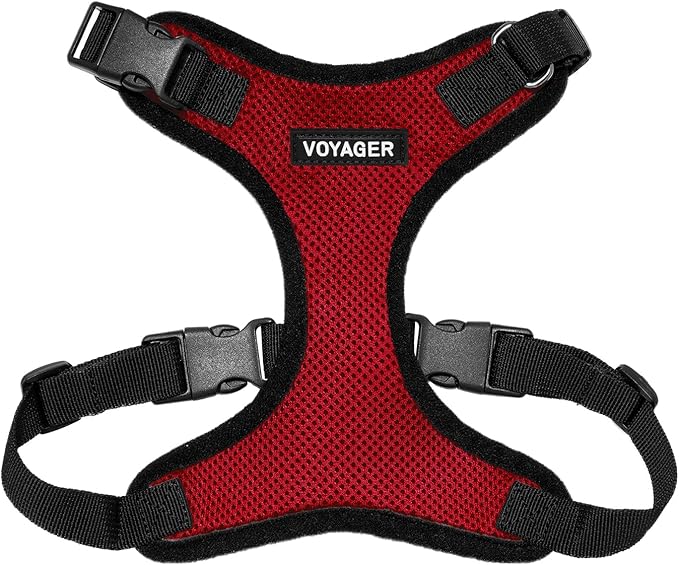 Voyager Step-in Pet Harness - All Weather Mesh, Adjustable Step in Harness for Cats and Dogs by Best Pet Supplies - Red/Black Trim, XS
