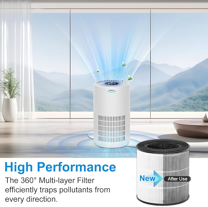 Tailulu 2 Packs D09 Air Purifier Replacement Filter, 3-in-1 True H13 True HEPA Air Cleaner Purifier for Home Large Room Up to 1680 Sq Ft