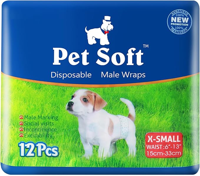 Pet Soft Disposable Male Wrap Dog Diaper,12Pcs,XS