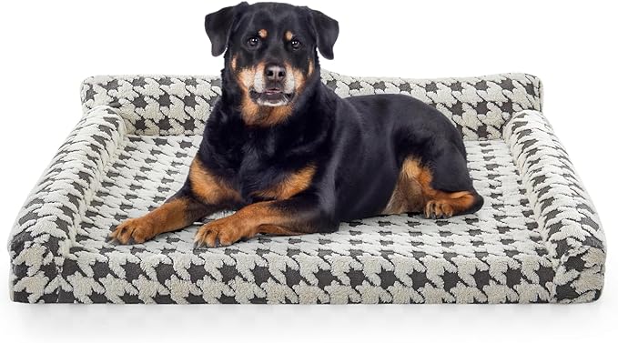 FURTIME Orthopedic Dog Beds Large Sized Dog, XXL Washable Memory Foam Pet Couch Bed with Removable Washable Cover, Non-Slip Bottom with Bolster Sides, Grey