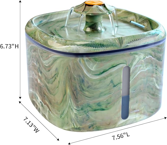 Cat Water Fountain,2.5L/84oz Cat Fountain for Drinking with Rotating Attractor & Camouflage Green Design –Automatic Pet Water Dispenser Bowl with 2-Pack Replaceable Filters