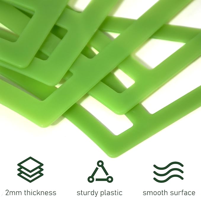 5Pcs Plastic Reversible Tie On Curved Dog Bandana Cutting Templates Set for Snap On Dog/Cat/Pet Neck Clothing, DIY Craft Ruler for Sewing Quilting Scarf for Small/Medium/Large Pets, Green