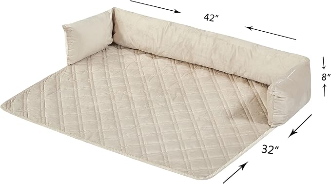 Brilliant Sunshine Premium Calming Dog Bed Mat, Silky Velvet, Removable Washable Cover, Cushion Protector and Couch Covers for Dogs, Pets, Cats, Large, Beige Natural