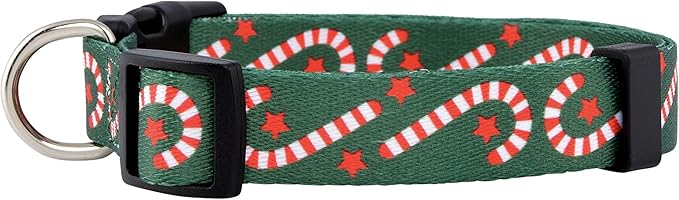 Native Pup Christmas Dog Collar- Winter Holiday Collars for Pets- Xmas Gift for Puppy- Santa, Reindeer, Snowman, Candy Cane, Red Green- Girl Boy- Small, Medium, Large Breeds (Candy Cane, Medium)