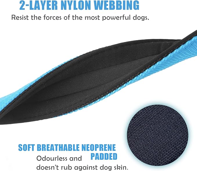 Heavy Duty Tactical Dog Collar - 1.5" Width Military Durable Thick Nylon with Adjustable Metal D Ring & Buckle Working Training K9 Collar for Medium Large Dogs (L(20"-23"), Light Blue)