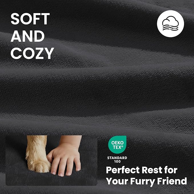 OhGeni Orthopedic Waterproof Dog Bed for Medium Large Dogs, Machine-Washable Removable Cover in Easy-Clean Fabric, High Density Foam & Easy-Carry Handle, Suitable for Crate, 35 inch (Black)