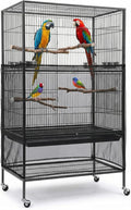 Large Bird Cage Cover Bird Cage Seed Catcher 118 x 31 Inches Adjustable Elastic Band Mesh Birdcage Cover Net Skirt for Parrot Parakeet Macaw African Cages (Black)