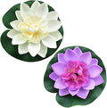 2PCS 10CM/3.94Inch Birdbath Fountain Accessory Lotus Leaf Flower Floating Spray Garden Supply Lotus Decoration Faux Artificial Lotus Flower for Garden Pond and Swimming Pool Decoration