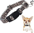 Puppy Collar with Bell，Nylon - Adjustable XXS/XS Tiny Dog & Cat Collar for Small Breeds,Soft Leopard Collar with Quick-Release Buckle（Leopard XS）