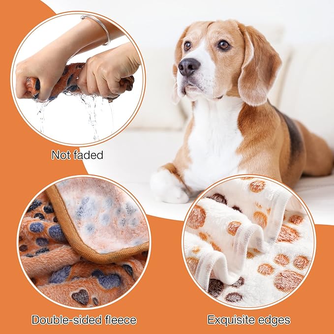 Chumia 18 Pcs Fleece Puppy Blanket Bulk, Soft Warm Pet Blanket with Paw Bone Star Elephant Dot Heart Printed Fluffy Throw Bed Mat for Small Medium Dog Cat Kitten Animals(23 x 16 Inch, Sweet)