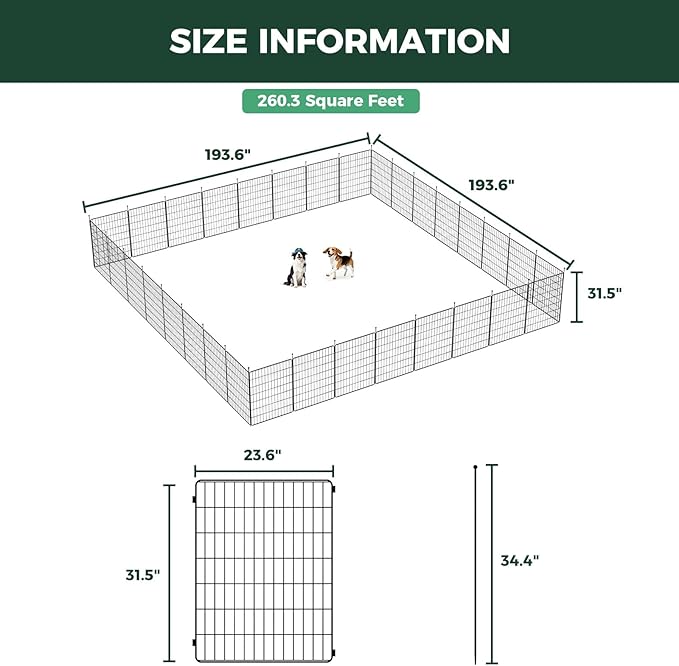 FXW MiniPaws Unleashed Dog Playpen, Expandable & Portable Design for Yard, RV Camping and Indoor Use, for Small and Medium Dogs, 32-inch 32 Panels
