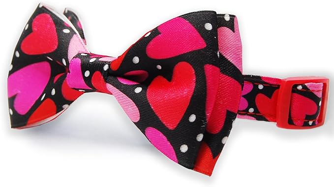 Valentine’s Day Dog Collar Adjustable Puppy Collar with Red & Pink Heart Pattern, Cute Pet Accessories for Small Medium Large Dogs
